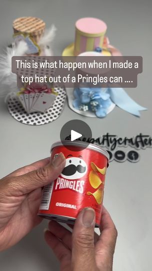 Pringle Can Christmas Crafts, How To Make A Top Hat, Pringle Cowboy Hats, Cowboy Hat Pringles, Pringles Can Dice Tower, Pringles Can Thread Catcher, Diy With Pringles Can, Baby Formula Cans, Mad Hatter Top Hat