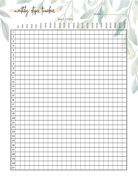 This free printable monthly steps tracker template is an amazing way of seeing your progress and is great at encouraging you to try harder each time. I love using this free printable step tracker template in my planner and bullet journal! Use bright colors to show your progress and strive to do better every day. Monthly Step Tracker, Free Printable Step Tracker, Steps Tracker Printable Free, Month Tracker, Step Tracker Printable, Bullet Journal Printables Free Templates, Step Tracker Bullet Journal, Bullet Journal Templates Free Printables, Step Tracker