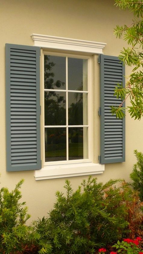 Foam Window Sill and Header Outdoor Window Shutters, Exterior Window Sill, Sliding Window Design, Cottage Shutters, Exterior Wall Art, Brevard County Florida, Window Shutters Exterior, Windows Ideas, Window Shutter