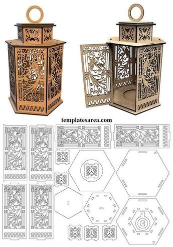 Cnc Machine Projects, Laser Cut Lamps, Lantern Template, Wood Laser Ideas, 3d Templates, Wood Burning Stencils, Wooden Lantern, Diy Laser Cut, Laser Cut Box