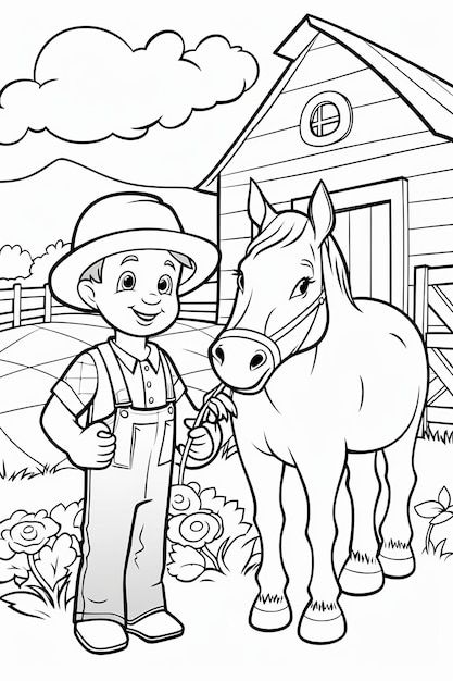 Tractor Coloring Pages, Farm Coloring Pages, Book Illustration Design, Toddler Coloring Book, Coloring Art, A Farmer, Kids Artwork, Disney Coloring Pages, Flower Coloring Pages