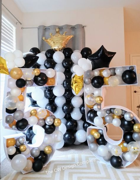 55th Birthday, Balloon Wall, Mosaic Designs, 50th Birthday, Design Company, Mosaic, Balloons, Ceiling Lights, Black And White