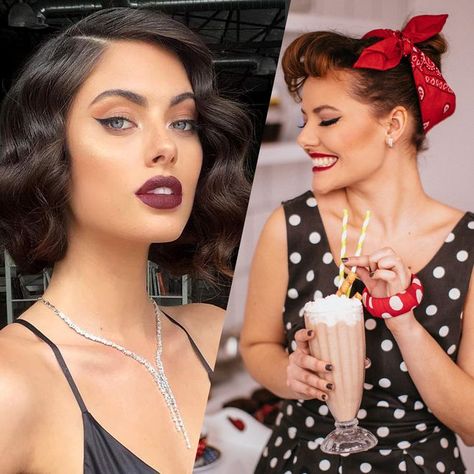 Des idées coiffure inspirées des années 50 Light Curls, Large Curls, Victory Rolls, Pin Up Hair, Beauty Tutorials, Pin Up Style, Long Bob, Square Cut, Second World