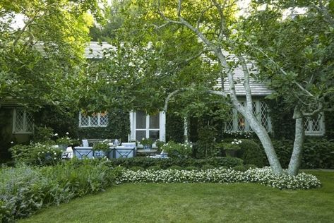 Laura and Harry Slatkin's Sumptious Hamptons Cottage - The Glam Pad Hamptons Landscaping, Howard Slatkin, Hampton Garden, Hamptons Cottage, Landscaping Around House, Mark D Sikes, Cedar Homes, Exterior Front Doors, Permanent Residence