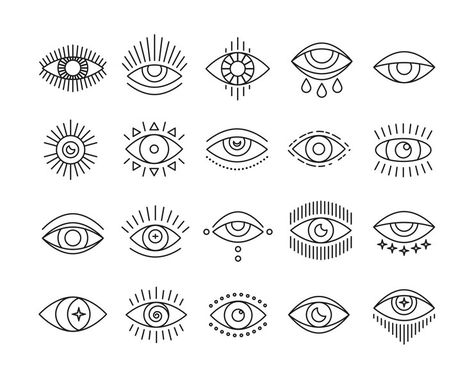 Tattoo Simplistic, Ojo Tattoo, Evil Eye Tattoo, Vector Line Art, Framed Tattoo, Mystic Eye, Eye Illustration, Handpoke Tattoo, Eye Logo