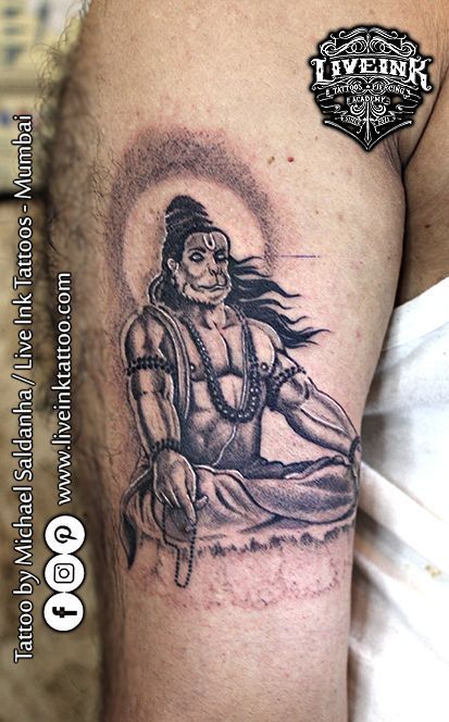 Hanumanji Tattoo, Hanuman Tattoo Design, Joker Cartoon, Hindu Tattoos, Hanuman Tattoo, Trishul Tattoo Designs, Ganesh Tattoo, Krishna Tattoo, Vijay Kumar