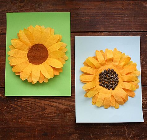 As late summer arrives and sunflowers are popping up everywhere, sunflower crafts become more popular. These coffee filter sunflowers are so fun to make! Kix Cereal, Sunflower Craft, August Crafts, Thanksgiving Games For Kids, Thanksgiving Crafts Preschool, Diy Spring Crafts, Sunflower Crafts, Coffee Filter Crafts, Summer Crafts For Kids