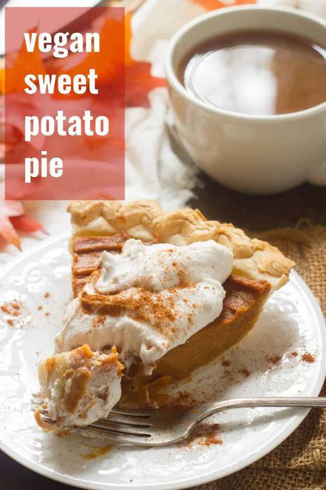 Vegan Sweet Potato Pie, Vegan Pies, Vegan Pie Crust, Sweet Potato Pies Recipes, Vegan Whipped Cream, Vegan Pumpkin Pie, Vegan Thanksgiving Recipes, Vegan Pie, Vegan Sweet Potato