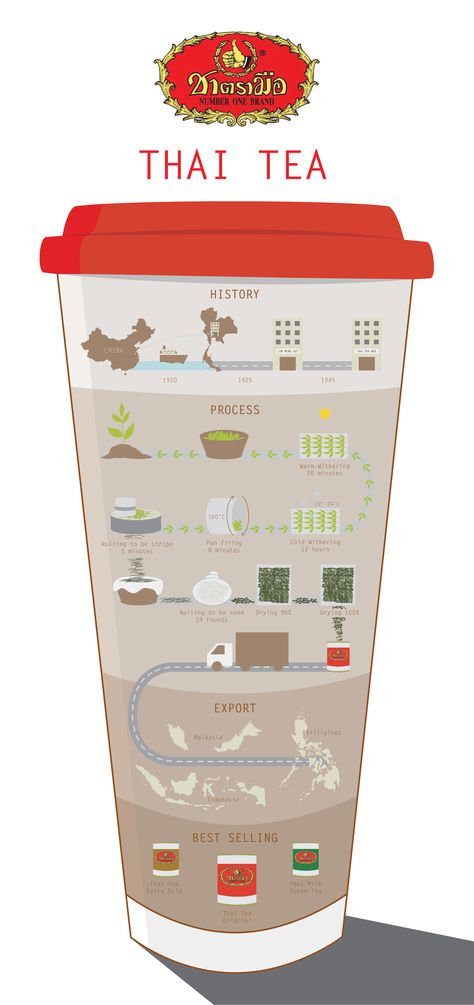 Brand Infographic, Tea Infographic, Tea History, Thai Tea, Tea Design, Contents Design, Information Design, Bubble Tea, Brochure Design