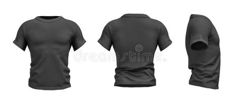 3d rendering of a black T-shirt shaped as a realistic male torso in front, side and back view. vector illustration Male Torso, 3d Rendering, Sport Fitness, Black Tshirt, Black Shirt, Stock Illustration, Siding, T Shirt, Black