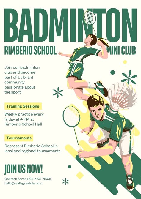 Badminton Tournament Poster, Badminton Illustration, Poster Badminton, Tournament Poster, Badminton Club, Badminton Tournament, School Hall, Sport Poster, Badminton