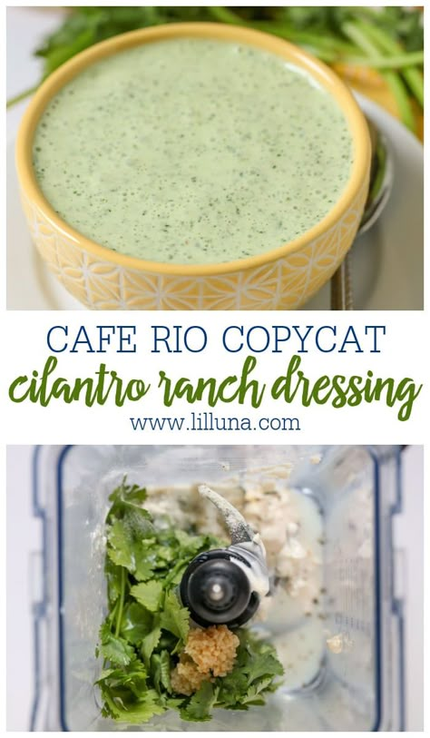 Cafe Rio Dressing, Cilantro Mayo, Cilantro Lime Ranch Dressing, Cilantro Ranch Dressing, Cilantro Recipes, Cafe Rio, Cilantro Dressing, Ranch Dressing Recipe, House Dressing