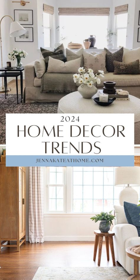 Let's take a look at the top trends for home decor and interior design for 2024. This is the perfect source of ideas and inspiration for your home! Livingrooms Design Ideas Neutral, What’s My Interior Design Style, Office Trends 2024, Decorating Tips For The Home, Popular Home Decor Trends 2024, Neutral Home Design, Complete Home Interior Design, 2024 Living Room Ideas, Decorating Trends 2024