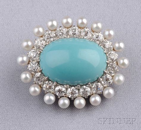 Antique Turquoise Ring, Turquoise And Pearls, Antique Turquoise Jewelry, Turquoise Brooch, Antique Turquoise, Pearl And Lace, Diamond Brooch, Pearl Brooch, Turquoise Rings