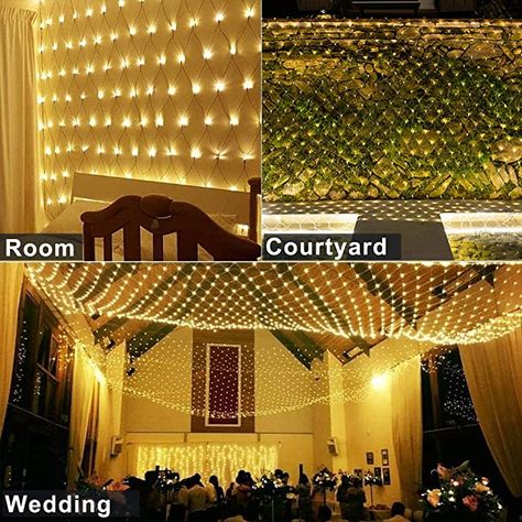 woohaha LED Net Mesh Fairy String Decorative Lights 192 LEDs 9.8ft x 6.6ft with 30V Safe Voltage for Christmas Outdoor Wedding Garden Decorations (192LED, Warm White)… - - Amazon.com Net Lights Outdoor, Christmas Net Lights, Outdoor Garland, Liturgical Art, Mesh Lighting, Star String Lights, Christmas Fairy Lights, Net Lights, Outdoor Fairy Lights