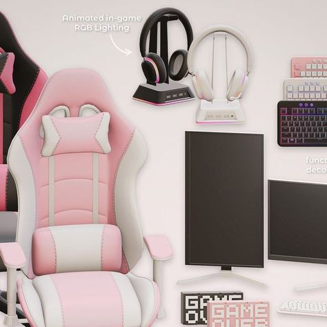 Sims Pc Setup, Sims 4 Cc Streamer Room, Sims 4 Gaming Setup, Sims 4 Gamer Room, Pc Sims 4 Cc, Sims 4 Pc Setup Cc, Sims 4 Cc Gaming Setup Functional, Headphones Sims 4 Cc, Sims 4 Gaming Room