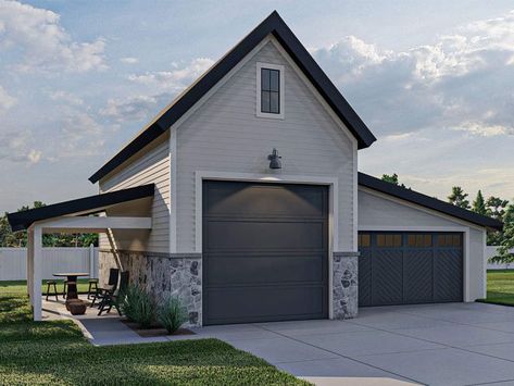 050G-0123: RV Garage Plan with 2-Car Garage Boat Garage Barndo 3 Bed 2 Bath, Camper Shelter, Barndo Exterior, Extra Garage, Rv Barn, Backyard Shop, Detached Garage Designs, Rv Garage Plans, Contemporary Garage