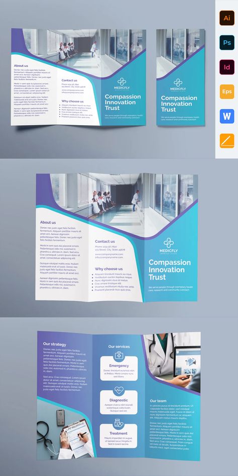 Clinic Brochure, Medical Brochure, Brochure Trifold, Poster Sport, Brochure Design Creative, Brochure Design Layout, Template Brochure, Trifold Brochure Design, Graphic Design Brochure