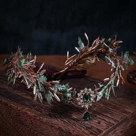 Crown golden cosplay costume dress accessories headband headpiece Elf Flower Crown, Celtic Forest, Medieval Wedding Theme, Elf Crown, Woodland Crown, Fairy Headpiece, Woodland Elf, Elf Cosplay, Fairy Cosplay