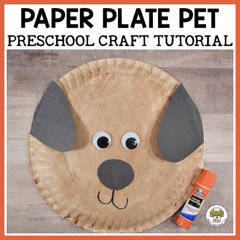 Challenge your preschooler to create a cute paper plate pet!Creating this little puppy is super simple and allows for children to easily customize.  Materials First gather the materials you plan to use for this craft, our suggestions:Paper plateBrown tempera paintPaintbrushBlack markerBlack construction paperScissorsGlue stickGoogly eyes Substitute any of these materials based on what you have on hand or to personal taste.  Our materials are based on creating a brow [...] Simple Pet Crafts Preschool, Preschool Puppy Craft, Paper Plate Pets Craft, Pet Craft Activities For Preschool, My Pet Crafts Preschool, Pet Week Preschool Activities Art Projects, Pets Week Preschool Art Projects, Pets Lesson Plan For Preschool, Pet Templates Free Printable