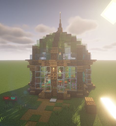 Domed Building Minecraft, Minecraft Houses Circle, Minecraft Circle Farm Ideas, Minecraft Dome Roof Design, Minecraft Perfect Circle, Glass Bee Dome Minecraft, Minecraft Round Greenhouse, Dome Building Minecraft, Minecraft Circle House Ideas