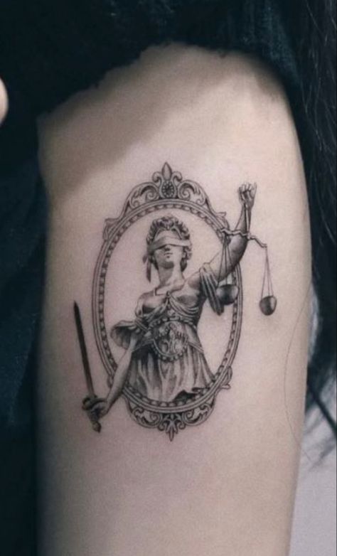 Angel Of Justice Tattoo, Lady Justice Tattoo, Angel Of Justice, Philosophy Tattoos, Law Tattoo, Baroque Tattoo, Blind Justice, Justice Tattoo, Tarot Tattoo