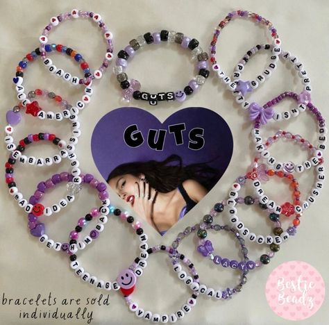 Olivia Concert, Pulseras Kandi, Fairy Bracelets, Guts Tour, Cute Friendship Bracelets, Olivia Rodrigo Guts, Bracelet Inspo, Friendship Bracelets Designs, Bracelet Craft Diy