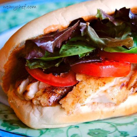 Recipes With Tilapia, Tilapia Sandwich, Fish Sandwich Recipes, Weekly Dinner Menu, Weekly Dinner, Tilapia Recipes, Fish Sandwich, Spicy Mayo, Burgers Sandwiches