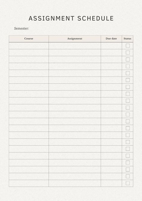 Printable minimal to-do list and assignment schedule with enough space for notes to help students stay #Masters_In_Teaching #College_Templates #University_Schedule #Study_Planner_Free University To Do List, Study Guide Template College, University Organization Studying, Semester Planner Template, Study Sheets Template, Homework To Do List, School Assignment Planner, Assignment Planner Template, Vocab Notes