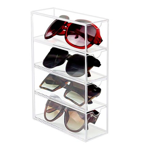 (Promoted) Tasybox Sunglasses Organizer, Acrylic Eyeglass Case Clear Eyeglass Holder Eyewear Display Case with 4 Drawers for Women and Men (As an Amazon Associate I earn from qualifying purchases) #jewelryboxesforwomen Acrylic Drawer, Eyewear Display, Sunglasses Organizer, Acrylic Drawers, Sunglasses Storage, نظارات شمسية, Plastic Drawers, Drawer Organizer, Sunglass Holder