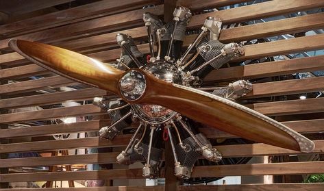 Propeller Wall, Aviation Furniture, Wood Ceiling Fans, Radial Engine, Aviation Decor, Unique Furniture Pieces, Aircraft Engine, Architectural Pieces, Vintage Airplanes