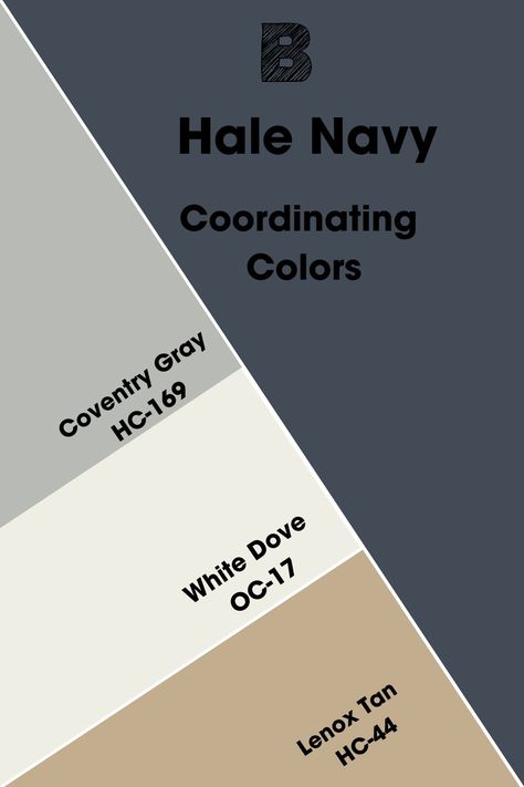 Sometimes, you see colors that don’t seem to match perform excellently when paired in a room. They may complement each other in more ways than one because of underlying similarities lost to the untrained eye. Coventry Gray, White Dove, and Lenox Tan are some of Hale Navy’s coordinating colors. Hale Navy Coordinating Colors Exterior, Hale Navy Paint Palette, Hale Navy And Agreeable Gray, Paint Colors That Go With Navy Cabinets, Colours That Go With Navy, Hale Navy Laundry Room, Hale Navy Room, Colors That Go With Hale Navy, Navy Coordinating Colors