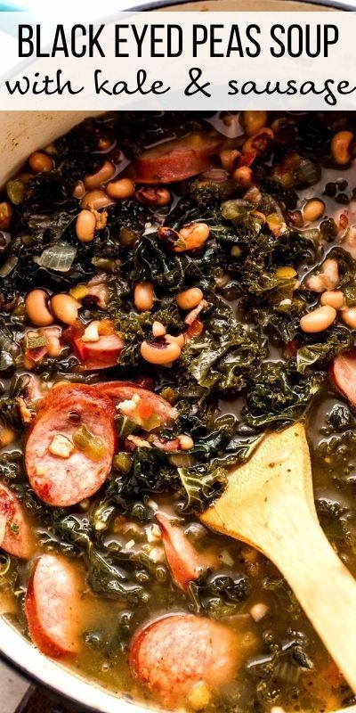 Soup With Sausage And Kale, Turnip Green Soup, Peas Soup, Black Eyed Pea Soup, Creamy Cajun Pasta, Soup With Sausage, Sausage And Kale, Slow Cooker Beans, Sausage Stew