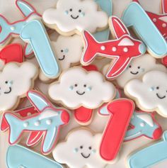 Cloud First Birthday, Vintage Airplane Party, Airplane Cookies, Time Flies Birthday, Planes Birthday Party, First Birthday Cookies, Planes Birthday, Airplane Theme, Airplane Birthday Party