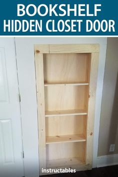 Closet Door With Shelves, Cover A Door Ideas, Hidden Closet Door Ideas, Diy Hidden Bookcase Door, Door Cover Up Ideas, Hidden Closet Ideas, Stud Shelving, Hidden Closet Door, Door For Closet