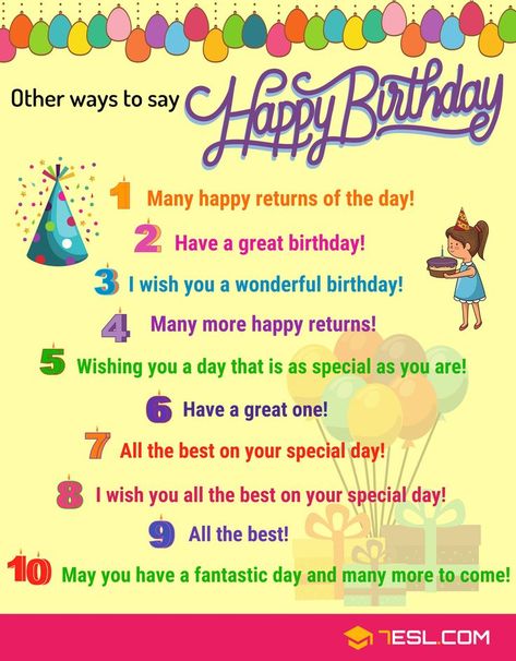 25+ Ways to Say HAPPY BIRTHDAY! in English Wishing Someone Happy Birthday, Birthday Wishes For Teacher, Happy Birthday Crafts, Wishes For Teacher, Happy Birthday In Spanish, Birthday Jokes, Wish You Happy Birthday, Other Ways To Say, Happy Birthday Text