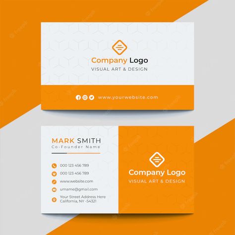 Premium Vector | Professional elegant orange and white modern business card design Innovative Business Cards, Unique Business Cards Design, Modern Business Cards Design, Modern Business Card, Unique Business Cards, Business Stationery, Modern Business Cards, Visiting Cards, Logo Ideas