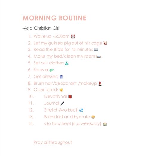 White , pink, routine Daily Routine Schedule Christian, Christian Routines, Christian Glow Up Checklist, Christian Routine Mornings, Christian Daily Routine, Christian Routine, Christian Morning Routine, College Morning Routine, Bible Challenge