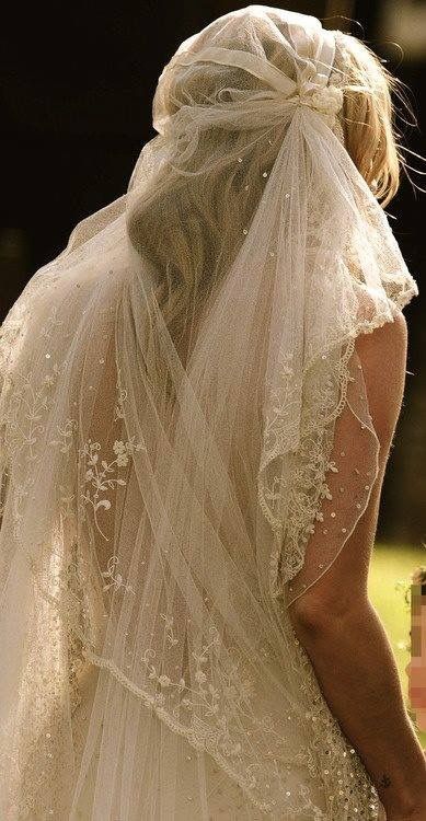 Kate Moss Wedding Dress, Romantic Wedding Veil, Bohemian Veils, Kate Moss Wedding, Boho Veils, Wedding Veil Vintage, Vintage Veils, Wedding Veils Lace, Lace Veils