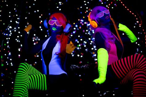 What to Wear to a Glow Party: 90  Blacklight Party Outfits! Glow Party Costume Ideas, Glow Party Shirts Diy, Glow Party Outfit Ideas, Glow Theme Party Outfits, Glow Party Outfit Women, Black Light Party Outfit, Adult Glow Party, Blacklight Party Outfit, Glow Party Outfit