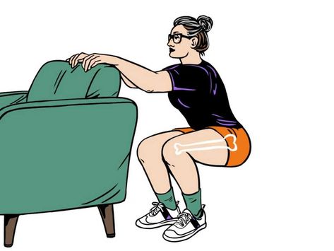 Squats can be done unsupported or supported on a sturdy chair or counter Pelvic Bone, Dental Insurance Plans, Increase Bone Density, Deep Squat, Thigh Muscles, Hip Muscles, Improve Balance, Dental Insurance, Leg Lifts