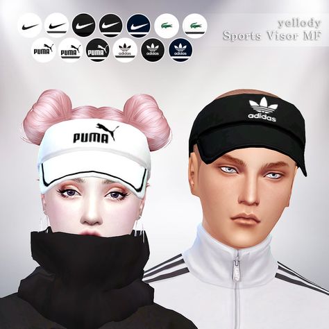 yellody2-sims4: “ sports visor MFyellody’s CC Download! • sports visor. • Unisex Adult. • The Mesh is by @ohmycc and you need to download it [here]. Download (blog) @sims4-marigold @younzoey-sims ” Ts4 Accessories, Hair With Hat, Sims Accessories, Male Sims, Sims 4 Cc Hair, Sims 4 Cc Eyes, Sims 4 Black Hair, Cc Sims4, The Sims 4 Skin