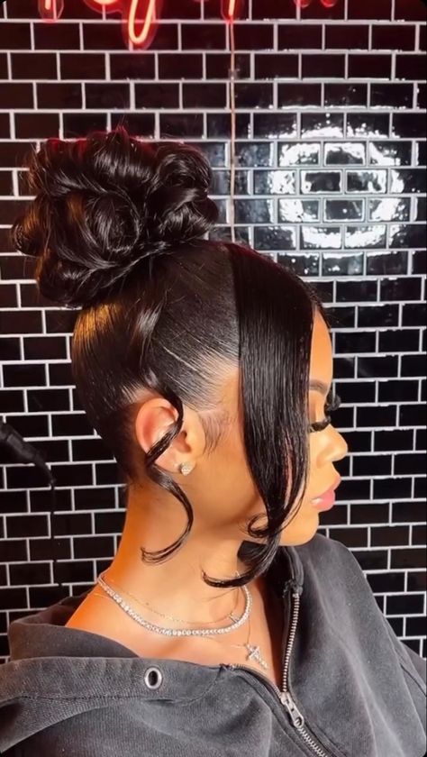 Wig Buns For Black Women, Pin Updo Hairstyles For Black Women, Wedding Dress With Ponytail, Birthday Lunch Outfit Black Women, Prom Hairstyles With Natural Hair, High Messy Bun Prom, Black Woman High Ponytail, High Bun Hairstyles For Black Women Prom, Updo Styles For Black Women Prom