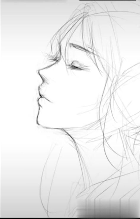 Female Side Profile Drawing Reference Face, Women’s Side Profile Drawing, Side Profile Drawing Woman Face Anime, Face Side View Drawing Tutorials, Side Profile Drawing Reference Hair, Side Profile Drawing Tutorial Anime, Side View Female Drawing, Drawing Side View Face, Drawing Faces Side View