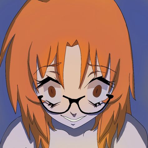 Anime Character With Orange Hair, Orange Pfp Icon, Ginger Girl Pfp, Ginger With Glasses, Orange Anime Characters, Orange Hair Anime Characters, Ginger Anime Female, Ginger Hair Pfp, Ginger Icons