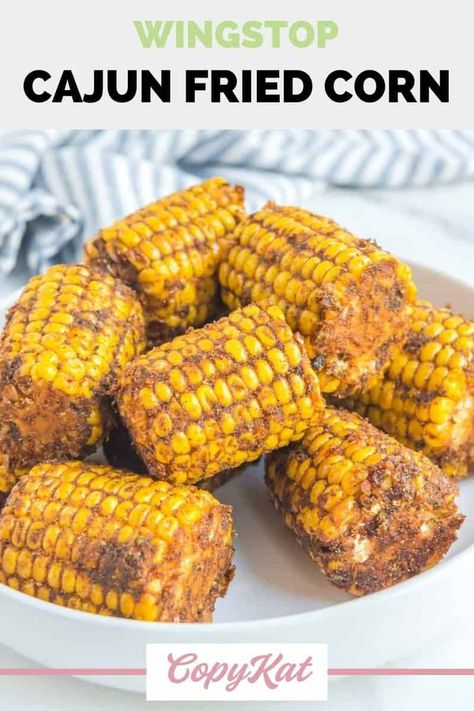 Get ready to impress your guests with homemade Wingstop Cajun Fried Corn! Corn on the cob is deep fried to perfection and coated with a mouthwatering blend of Cajun spices, resulting in a flavorful side dish that's sure to be a hit. Whether you're hosting a backyard barbecue or simply looking for a unique twist on classic corn on the cob, this easy Wingstop Cajun fried copycat recipe is for you. Homemade Wingstop, Cajun Fried Corn, Deep Fried Corn, Fried Corn On The Cob, Cajun Meals, Bloomin Onion Sauce, Easy Corn Chowder, Cajun Spices, Cajun Fries