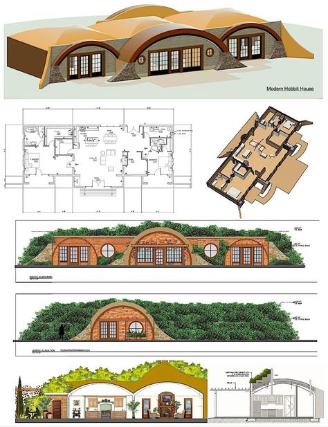 Hobbit Hole Plans, How To Build A Hobbit House, Tiny Hobbit House, Modern Hobbit House, Eco Village Architecture, Earth Ship Homes Plans, Sims 4 Roofing, Earth Homes Underground, Diy Hobbit Hole