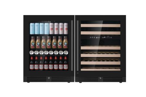 This wine fridge and bar refrigerator combo is a set of two units. With 3 separate temperature zones,… The post Under Bench Wine Fridge and Bar Refrigerator COMBO With Low-E Glass appeared first on Completehome. Wine And Beer Fridge Bar Areas, Kegerator And Wine Fridge Bar, Glass Front Wine Fridge, Glass Door Bar Fridge, Drinks Cabinets, Undercounter Wine Fridge, Aldi Wine, Wine Bar Design, Bar Fridge