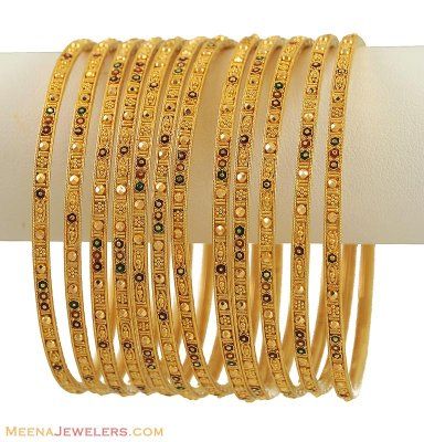 Indian Gold Bangles Set (12 Pcs) ( Set of Bangles ) Gold Bangles 4 Set, Indian Gold Bangles, Gold Bangles Set, Meenakari Bangles, Plain Gold Bangles, 22k Gold Bangles, Jewellery Bangles, Gold Bangles Indian, Indian Bangles