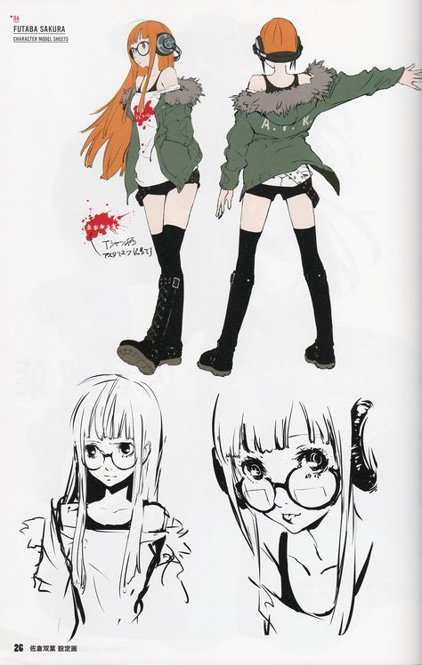 P5 Concept Art, Futaba Sakura Inspired Outfits, Persona Character Design, Persona 3 Concept Art, Persona Art Character Design, Persona 5 Art Style, Persona Concept Art, Persona Art Style, Original Characters Design